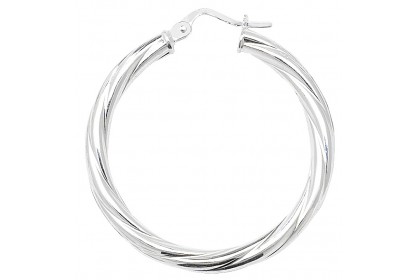 Sterling Silver Twist Hoop Earrings